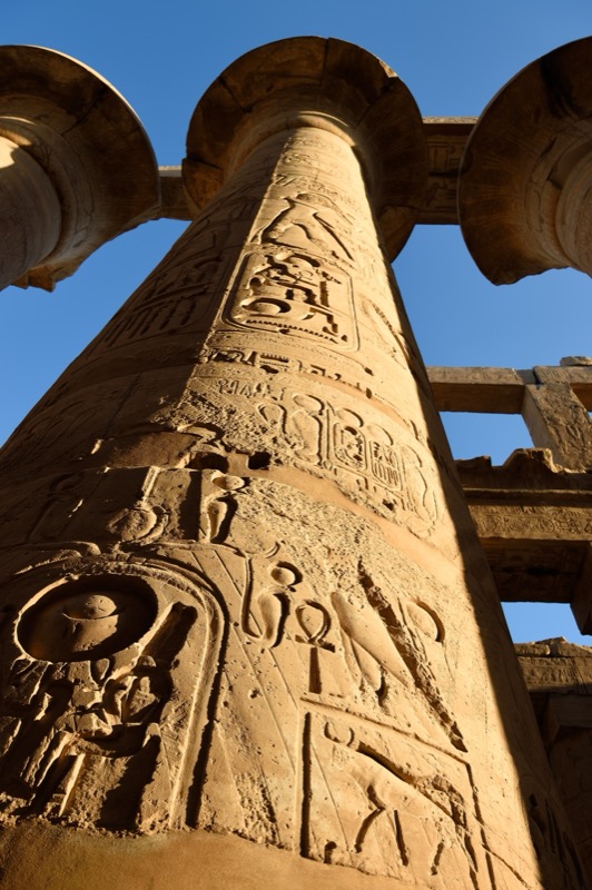 Towering columns of the Hypostyle Hall at Karnak Temple, Luxor